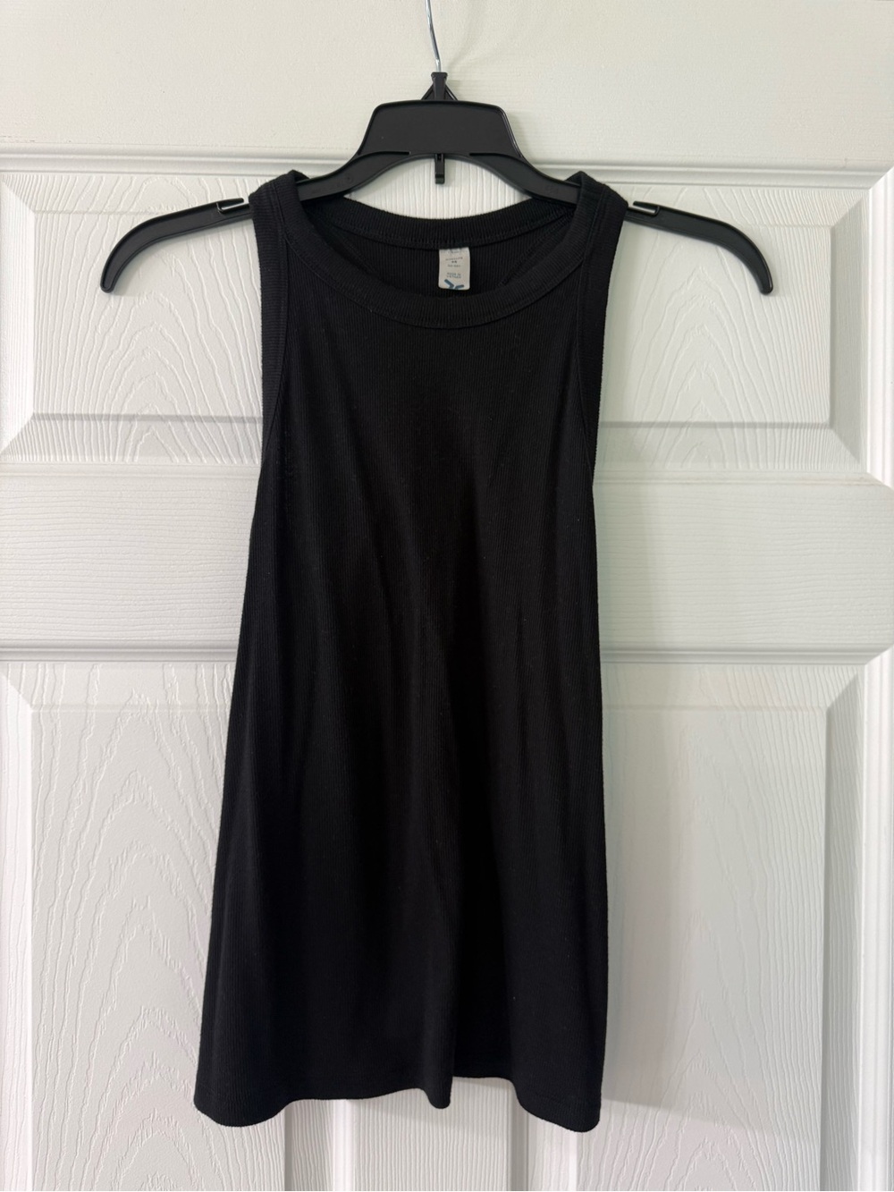 aerie Black Ribbed Tank Top